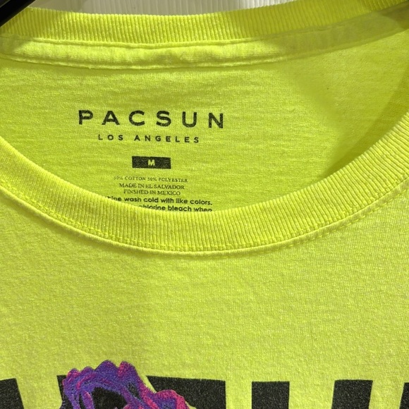 Pacsun Men’s Medium T-Shirt Long Sleeve Future Energy Neon Yellow Graphic Floral - Picture 3 of 7